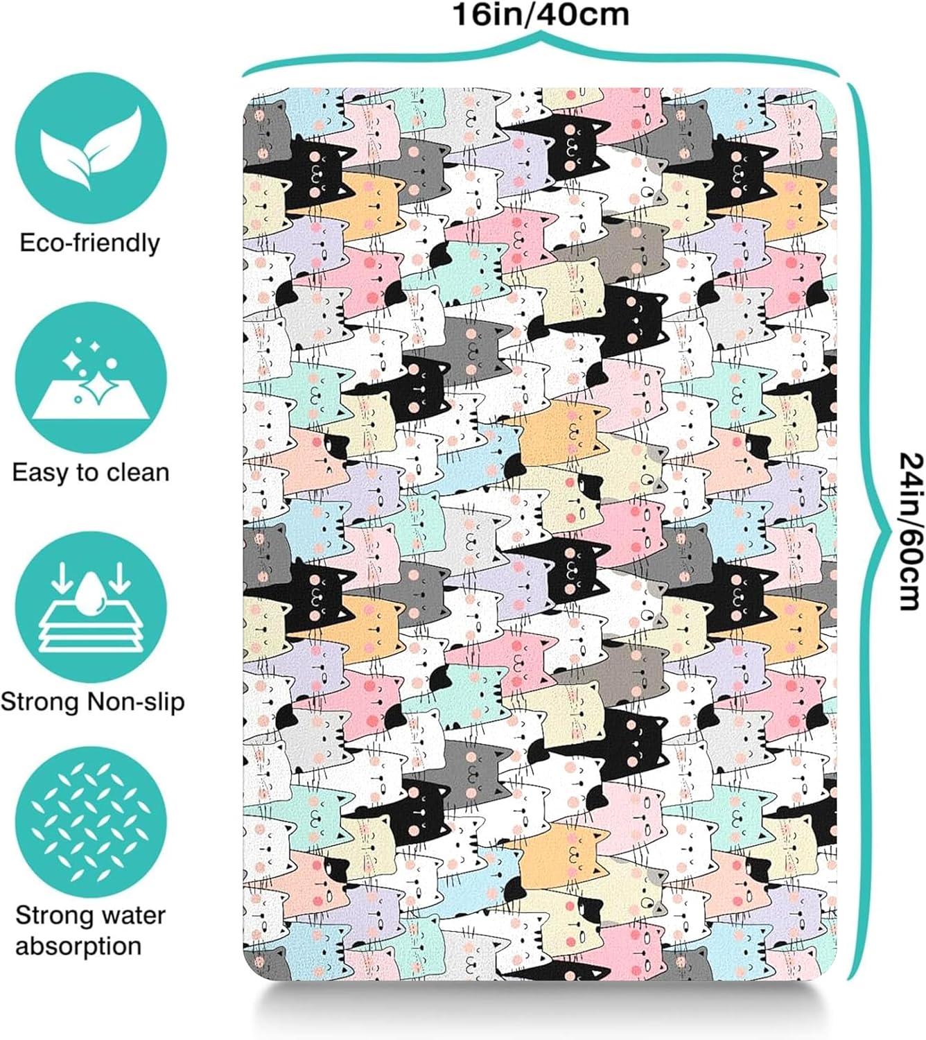 Pet Feeding Mat for Floors Waterproof Dog Mat for Food and Water Absorbent Quick Dry Non Slip mat for Cat Bowls