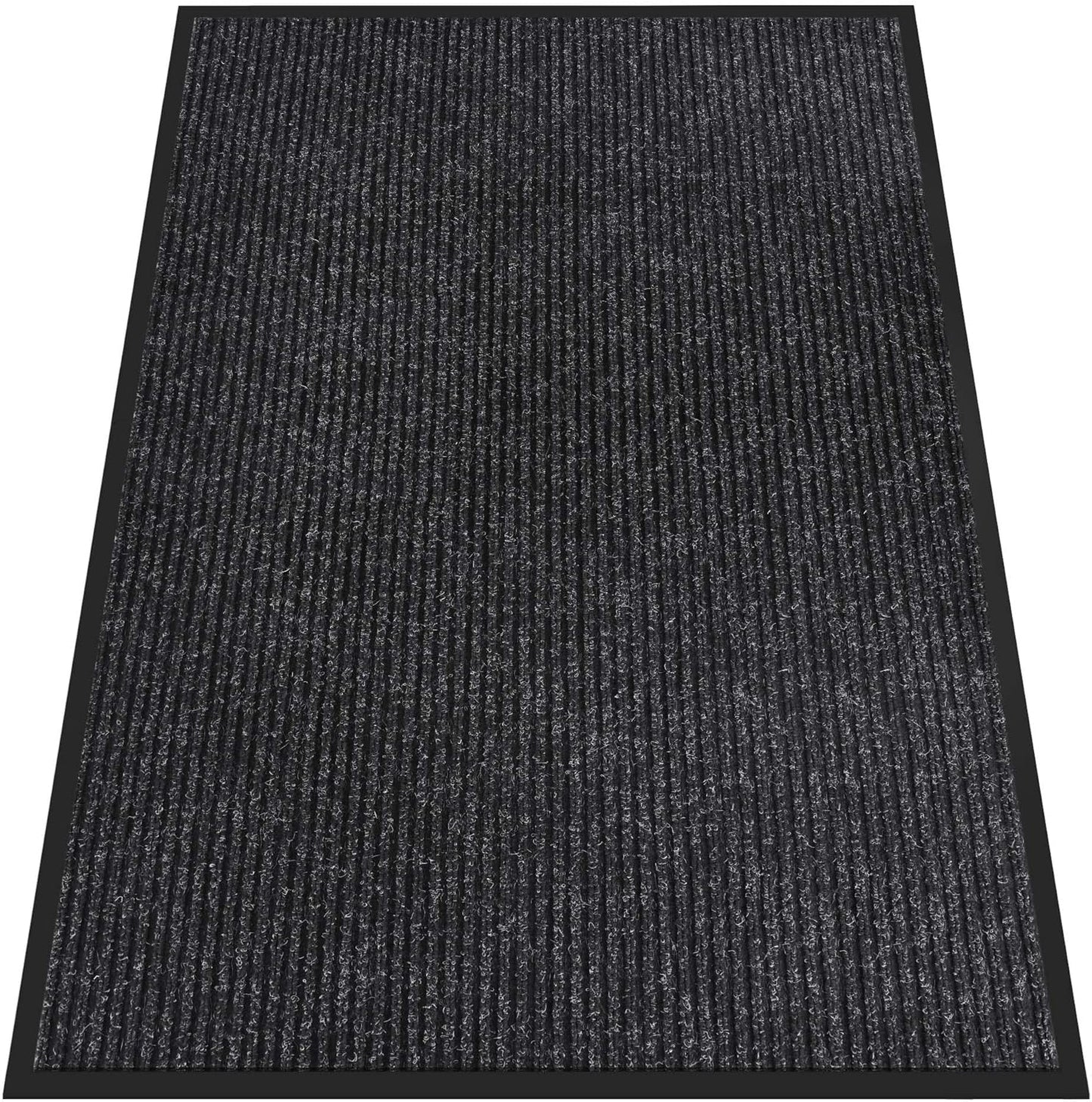 Indoor Outdoor Door Mat, 6' x 4' Doormat for Entryway, Rubber Backing Non Slip Front Door Mat Outside Entrance, Super Absorbent Commercial Floor Mat for Home Office, Black
