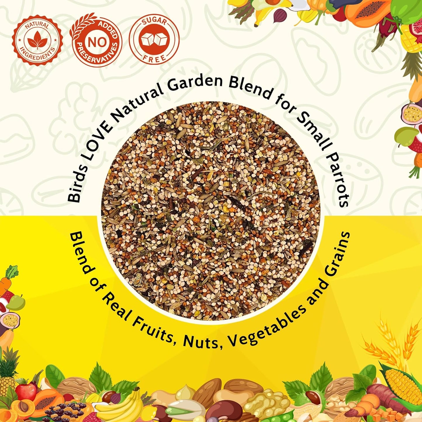 Birds LOVE All Natural Garden Blend Bird Food for Small Birds - Lovebirds, Cockatiels, Parakeets and Parrotlets 4lb