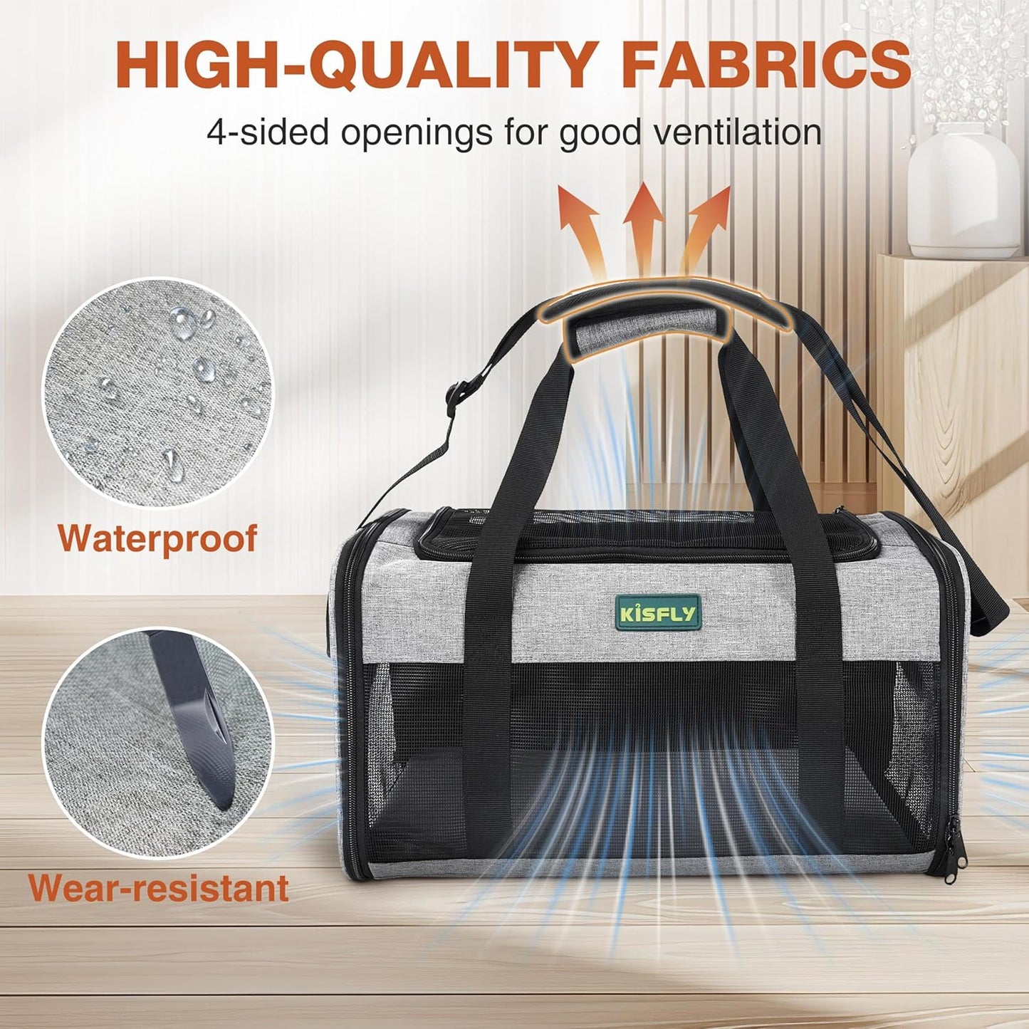 TSA Approved Pet Carrier in Cabin – Portable Travel Bag with Litter Box for Cats, Small Dogs, Kittens, Puppies & Rabbits (17"x11"x9.5"), for Pets up to 12 lbs, Gray