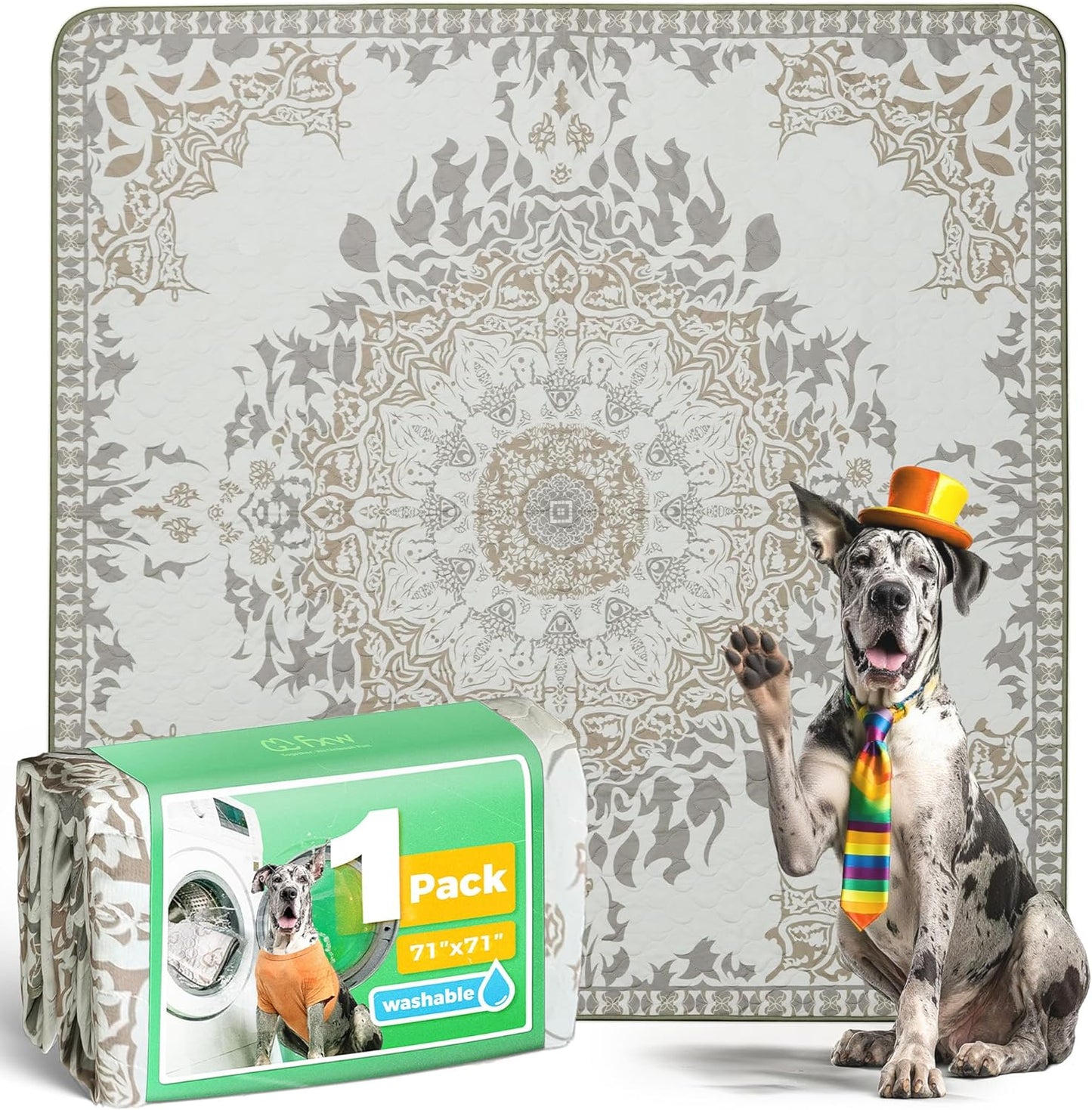 FXW Washable Pee Pads for Dogs, Puppy Pads with Super Absorbent, Specifically Designed for FXW Rollick/Homeplus 32 inch 8 Panels Dog Playpen, 71" Square, Boho, 1 Pack