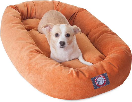 Majestic Pet Villa 32 Inch Shredded Memory Foam Dog Bed for Medium Sized Dogs 32x23x7 Inch–Orthopedic Dog Bed - Durable Pet Bed - Washable Medium Pet Bed with Head Support-Orange