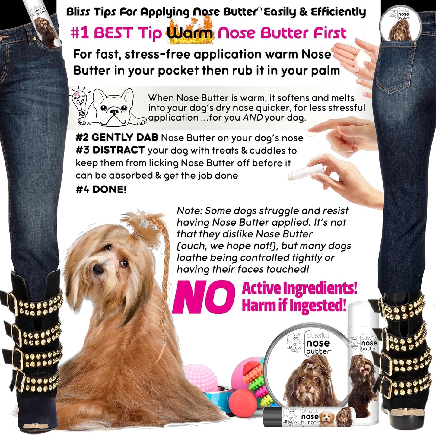 The Blissful Dog Havanese Nose Butter for Dry, Cracked Skin, Lick-Safe Dog Nose Balm with Moisturizing Shea Butter, Almond, Olive, and Essential Oils, Pet Supplies, Uncented, 8 oz.