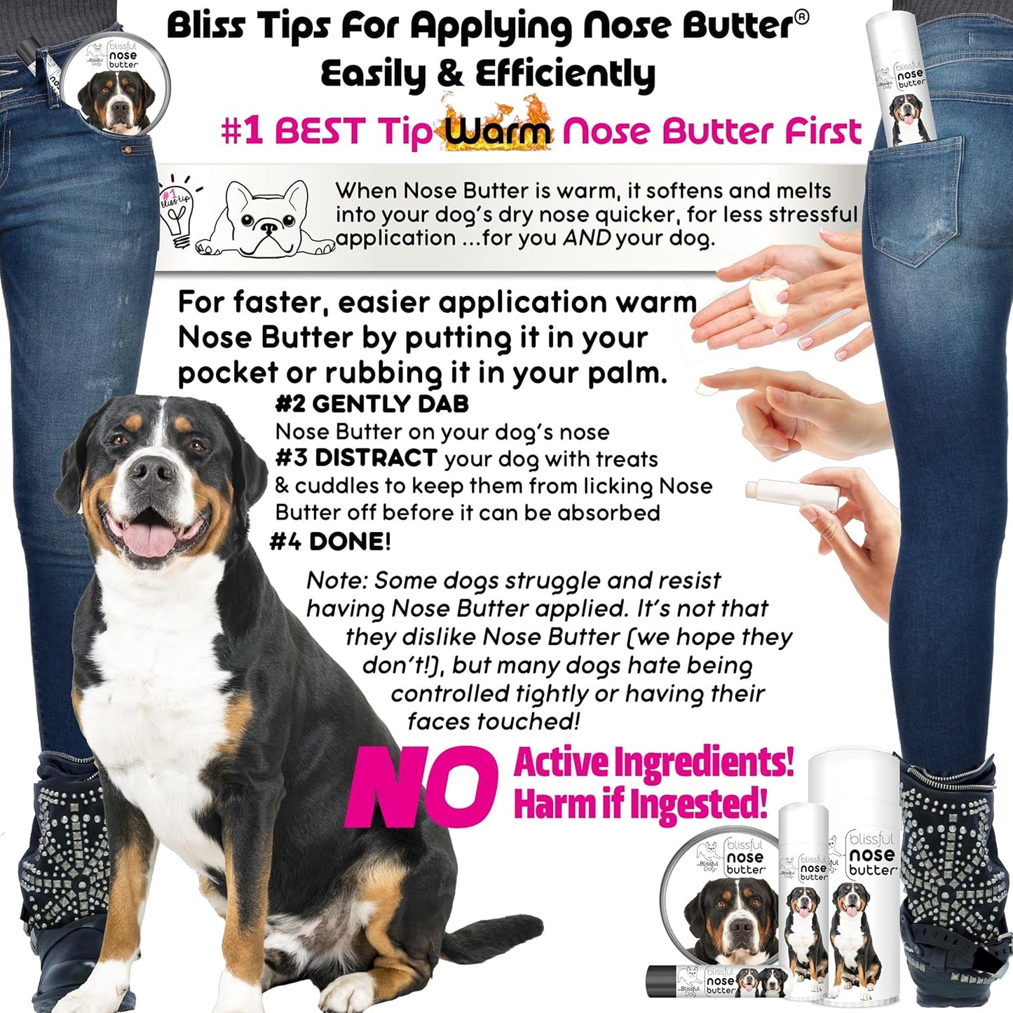 The Blissful Dog Greater Swiss Mountain Dog Unscented Nose Butter - Dog Nose Butter, 8 Ounce
