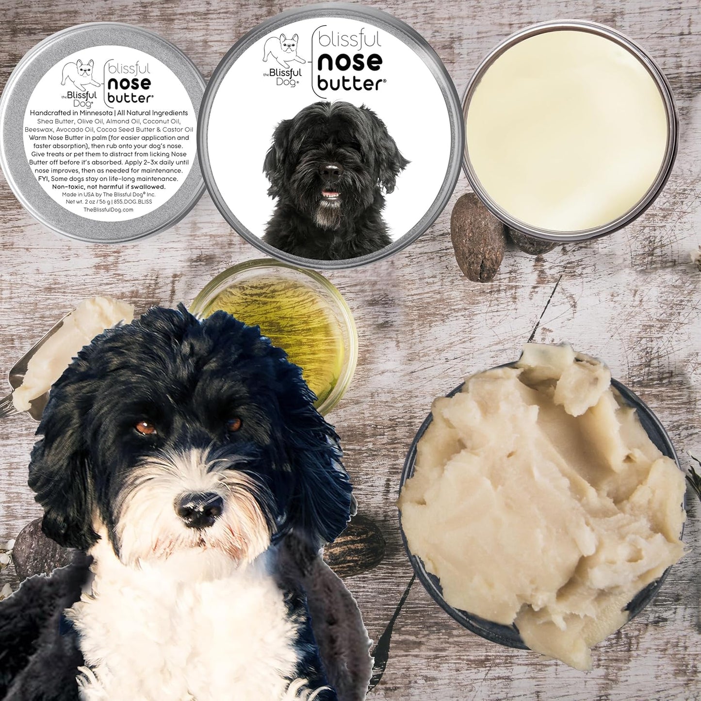 The Blissful Dog Portuguese Water Dog Unscented Nose Butter - Dog Nose Butter, 4 Ounce