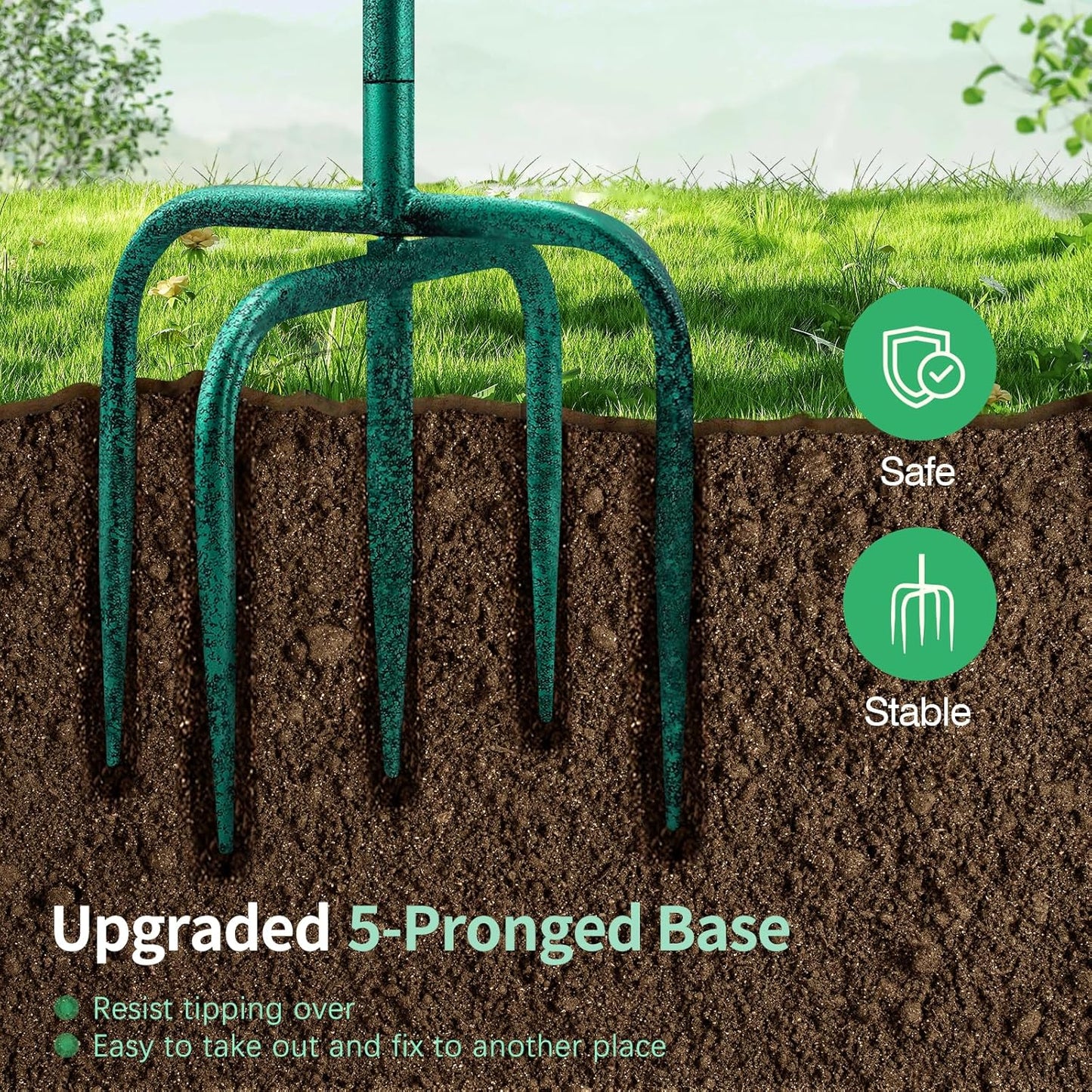 Daoeny 35In Metal Bird Bath for Outside, Vintage Freestanding Birdbaths & Birdfeeder, Bird Baths Feeder Bowl for Outdoors Garden Patio Yard Lawn Decor, Upgraded 5-Pronged Base (Green)