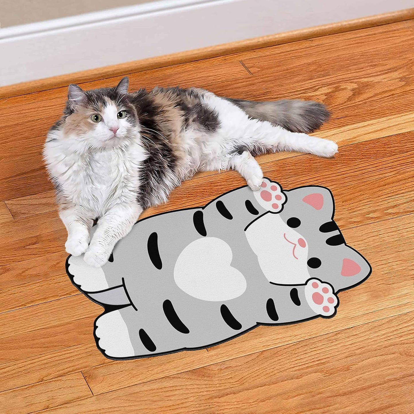 Cat Food Mat for Indoor Cats - No Stains Easy Clean Pet Supplies - Cat Bowls for Indoor Cats (Grey, 19"x12")