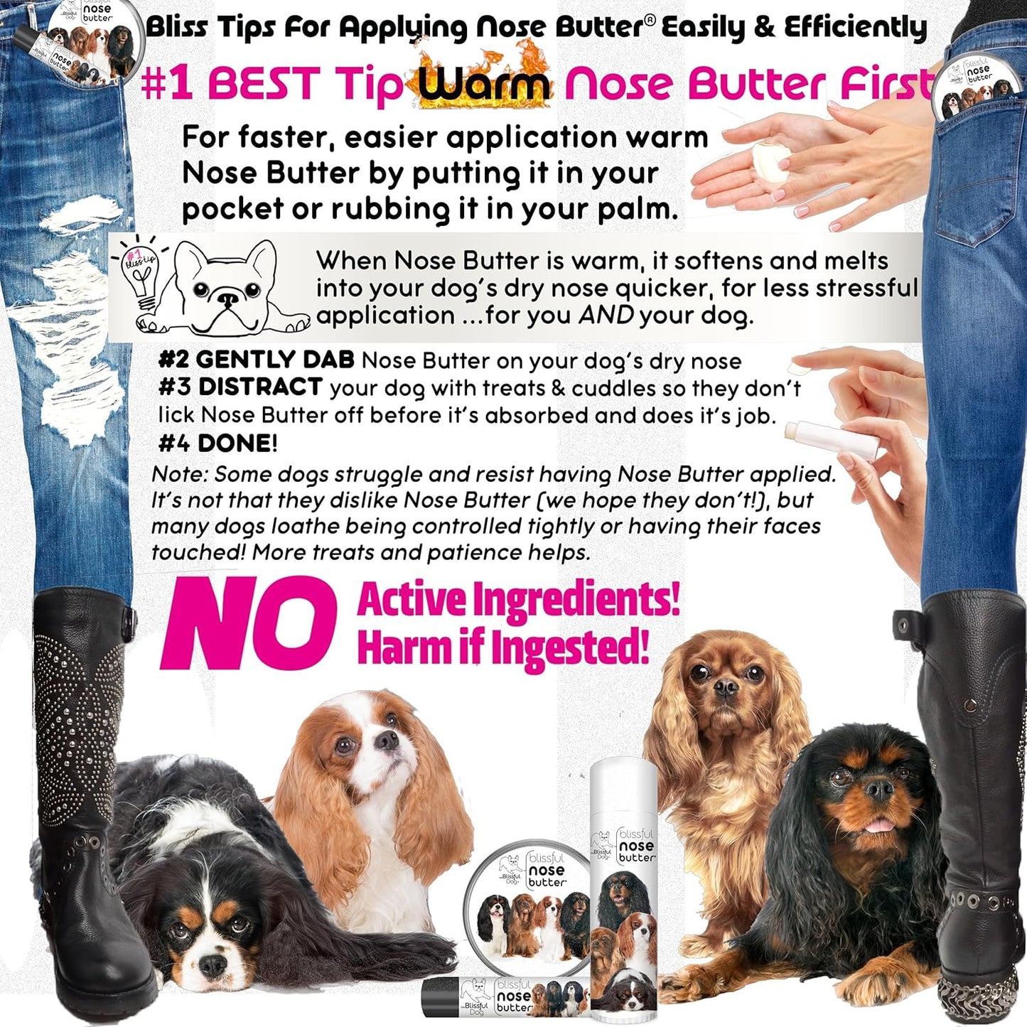 The Blissful Dog Cavalier King Charles Spaniel Nose Butter, Versatile Dog Nose Balm for Dry Nose, Handcrafted Nose Moisturizer, Easy-to-Apply Dog Essentials, Unscented, 0.15 oz.