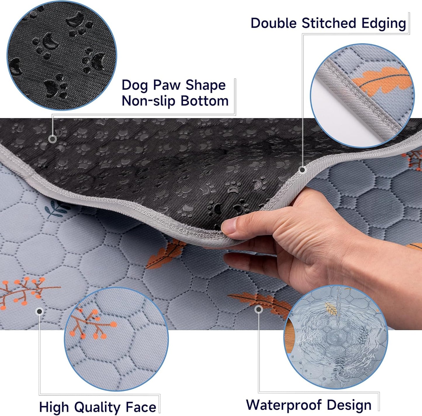 Sunheir Washable Pee Pads for Dogs - 2-Pack Thick Heavy-Absorbency Reusable Pee Pads Prevent Leakage Non-Slip, Waterproof Pet Training Pads for Puppy Playpen, Crate, Whelping Box, Potty Training