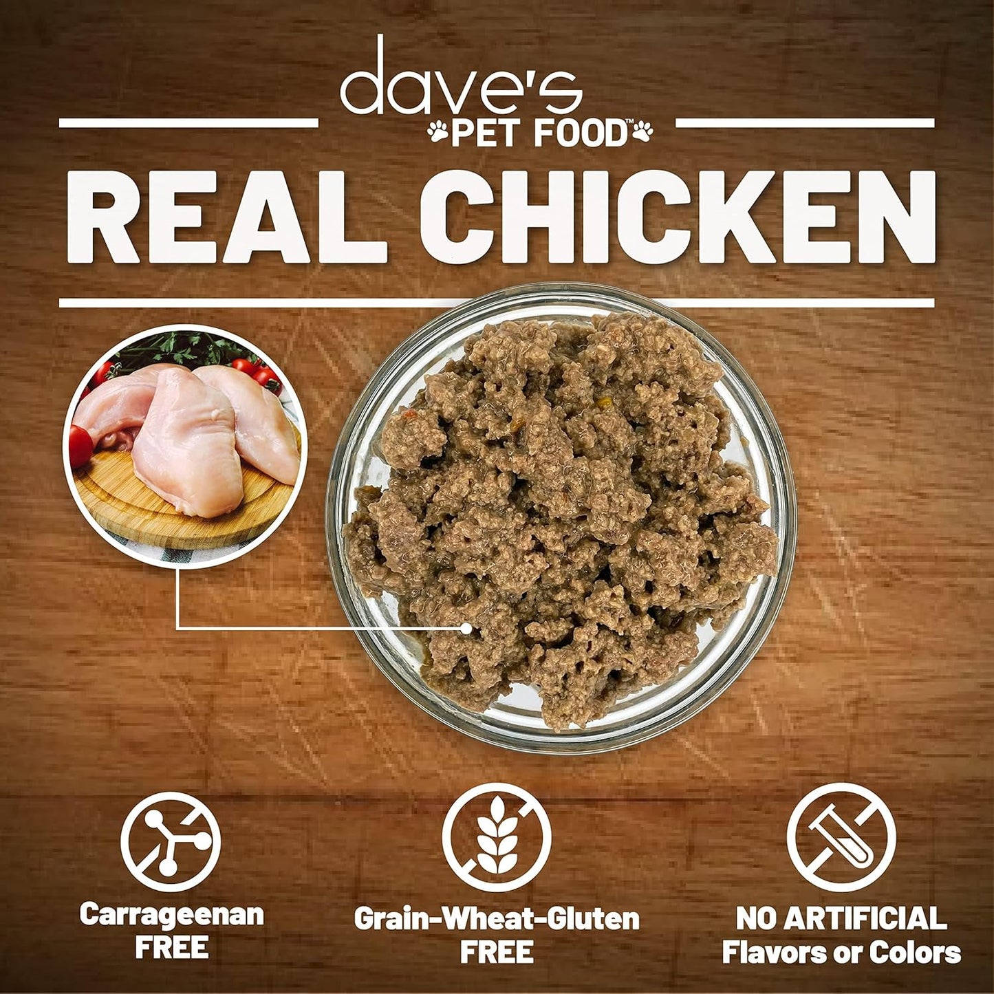 Dave's Pet Food Grain Free Wet Cat Food Pate (Chicken Formula), Made in USA Naturally Healthy Canned, Added Vitamins & Minerals, 5.5 oz Cans (24 Pack)