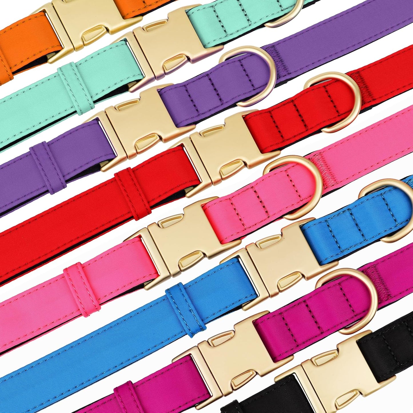 Didog Soft Padded Dog Collar for Large Dogs, Colorful and Durable Pet Collar with Quick Release Buckle, Light and Breathable for Daily Walking, Black, L