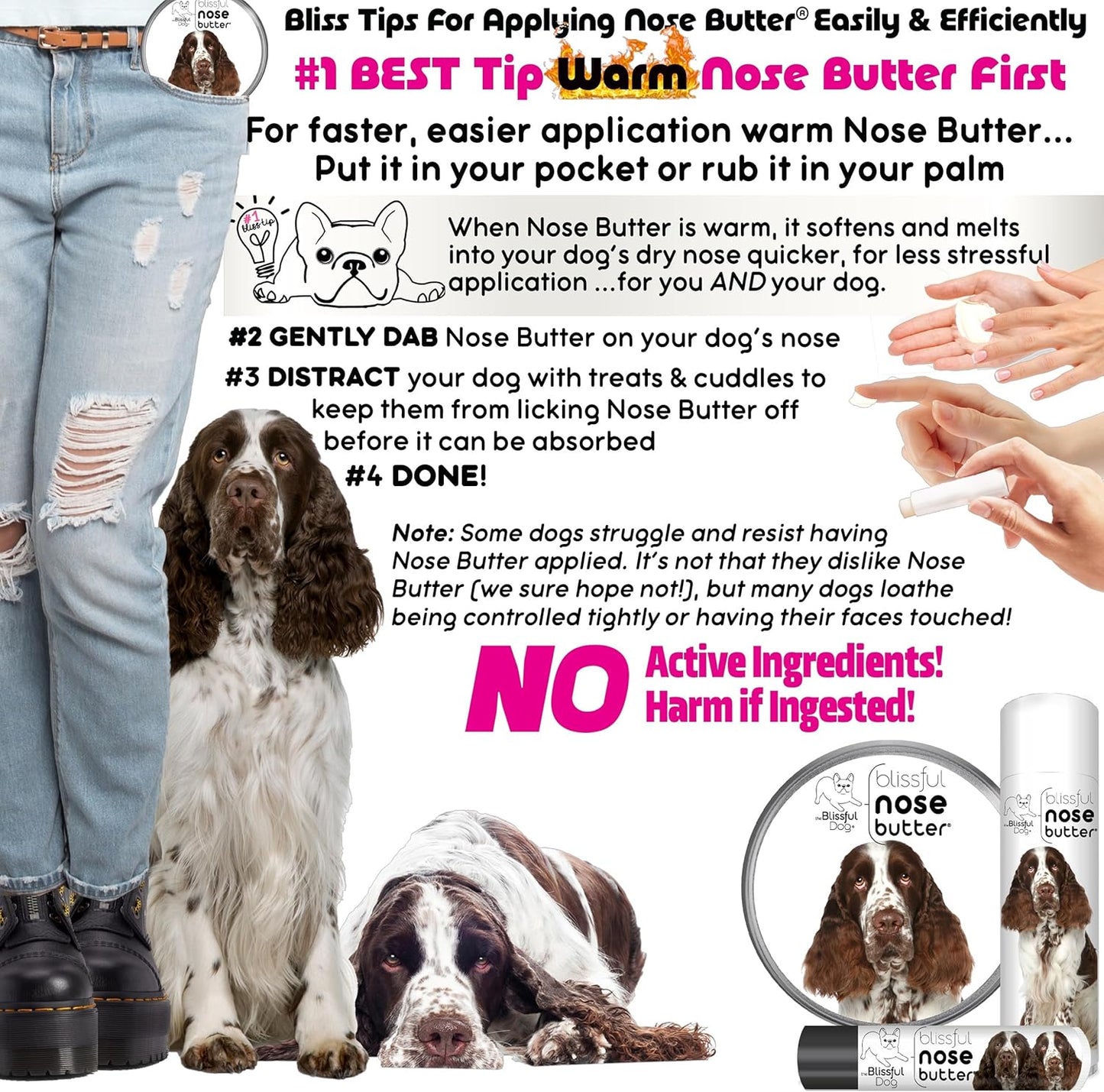 The Blissful Dog Springer Spaniel Unscented Nose Butter - Dog Nose Butter, 4 Ounce