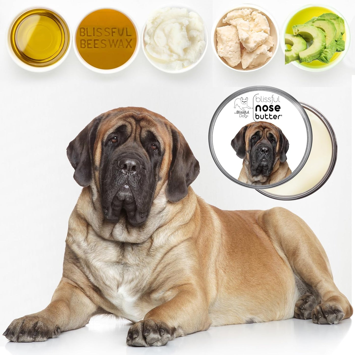 The Blissful Dog Mastiff Unscented Nose Butter - Dog Nose Butter, 8 Ounce