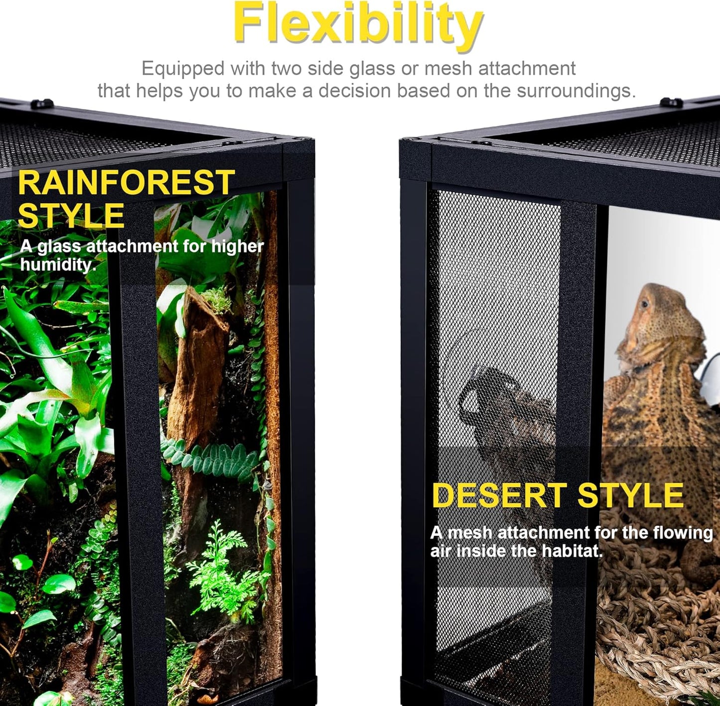 32 Gallon Professional Glass Terrarium 24"x18"x18" Durable Reptile Habitat Tank with Heat Resistant Aluminum Alloy Frame, Dual Front Swinging Doors for no Jam by Sand and Other Debris