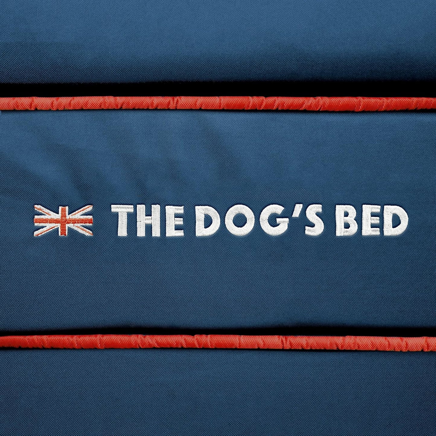 The Dog’s Bed Orthopedic Headrest Dog Bed Large Blue Oxford with Red Trim UK Flag Dog Bed 40x25, Memory Foam, Hip & Elbow Dysplasia, Post Surgery Veterinary Approved, Waterproof Washable Cover